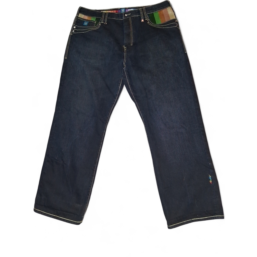 COOGI Dark Blue Relaxed Jeans with Multicolor Accents